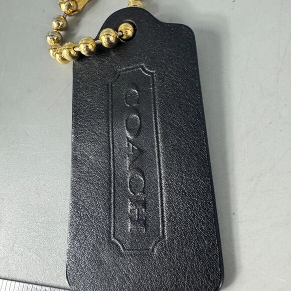 Coach Extra Large Black Leather Fob with Gold-tone Ball Chain - Picture 6 of 6